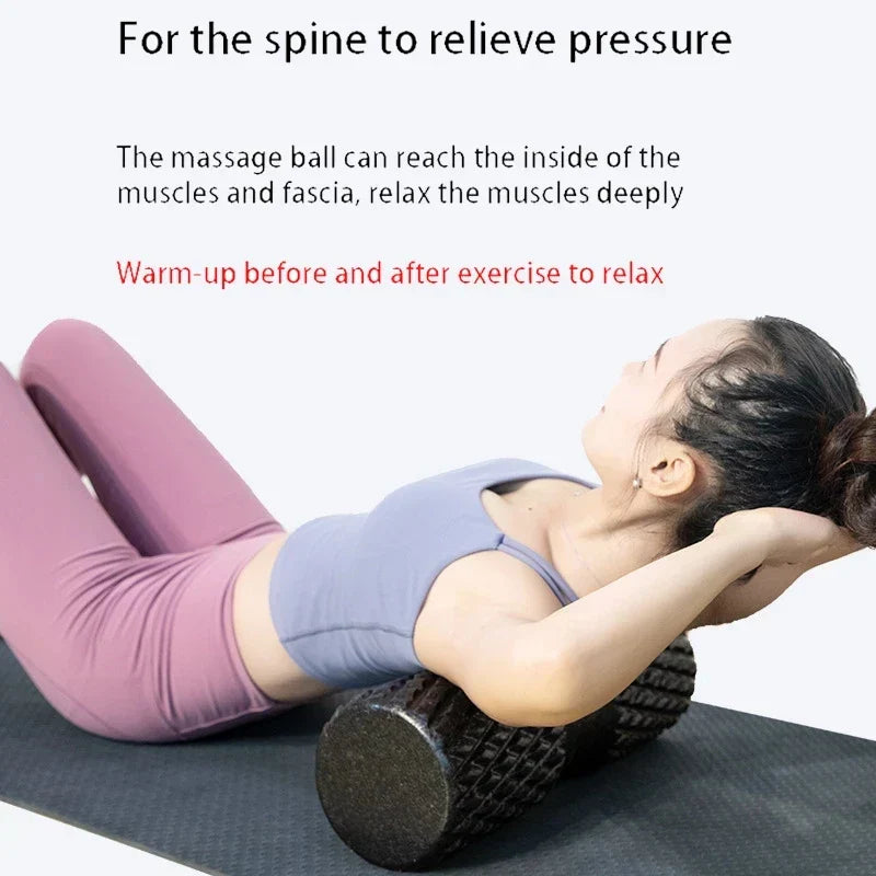 Black fitness foam roller made of EPP material for muscle relief and yoga stretching — view 4