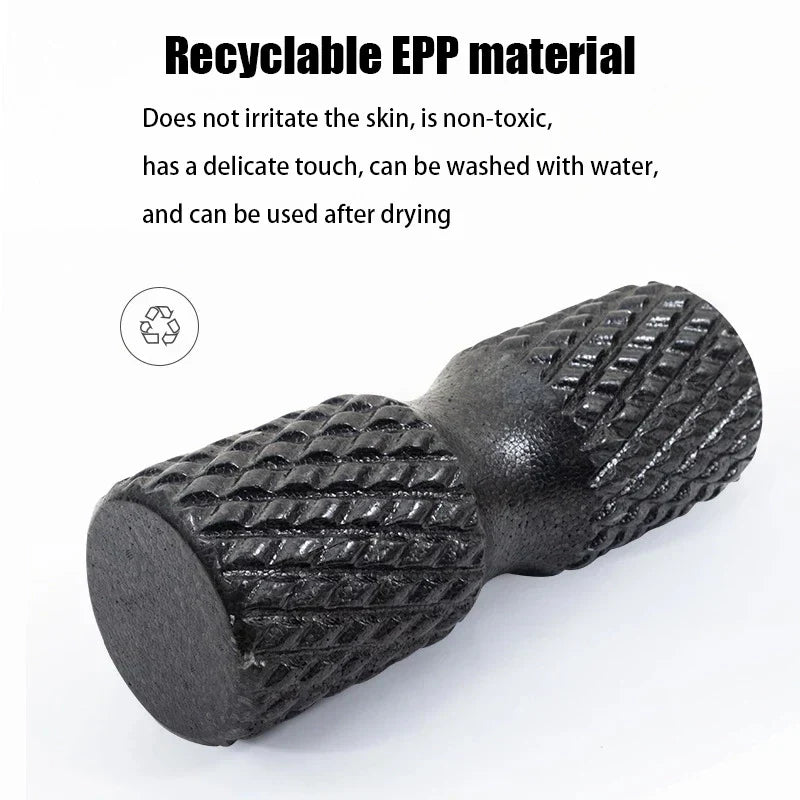 Black fitness foam roller made of EPP material for muscle relief and yoga stretching — view 5