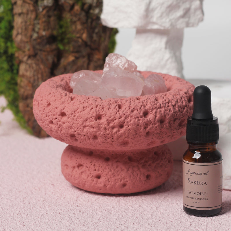 Pink Moon Diffuser with Sakura fragrance oil bottle, elegant home aromatherapy accent — view 4