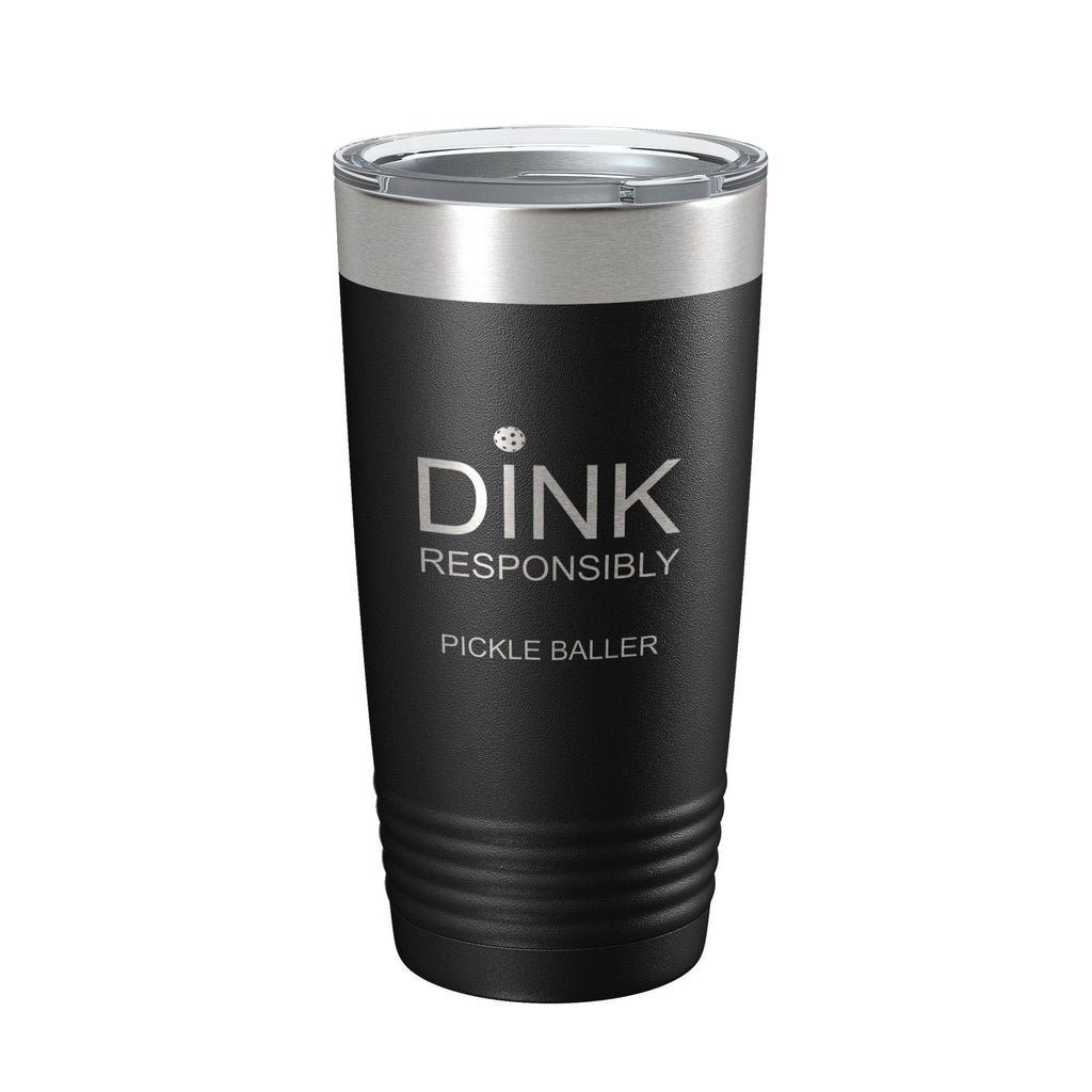Laser engraved 20 oz stainless steel pickleball tumbler with clear lid and narrow bottom base