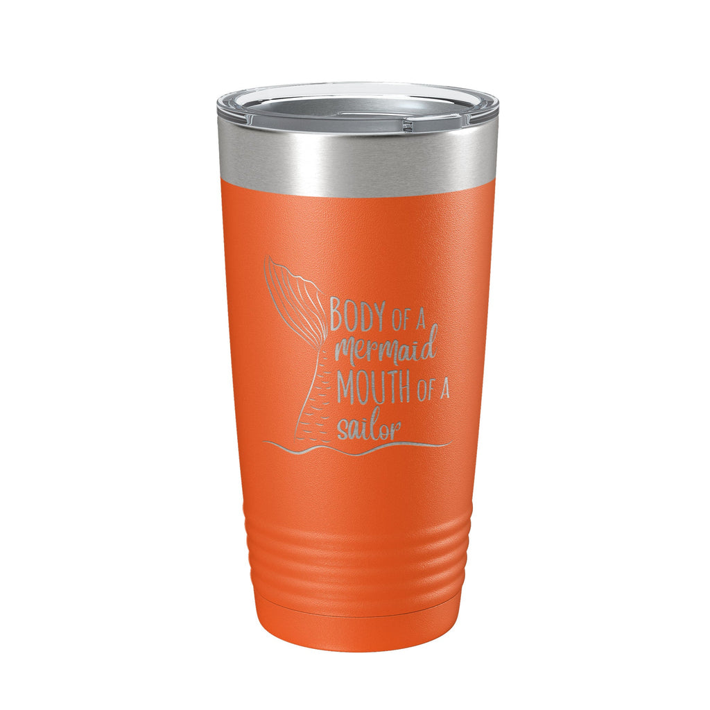 Funny laser engraved 20oz stainless steel insulated tumbler featuring mermaid and sailor quote — view 5
