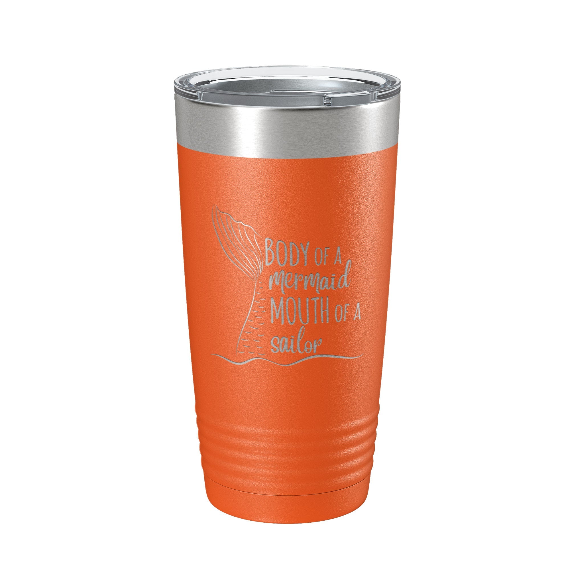 Funny laser engraved 20oz stainless steel insulated tumbler featuring mermaid and sailor quote — view 5
