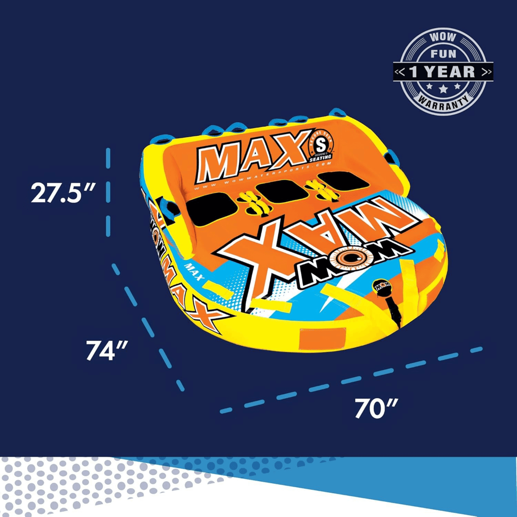 WOW Watersports Max Inflatable Towable Deck Tube for up to 3 Riders-3