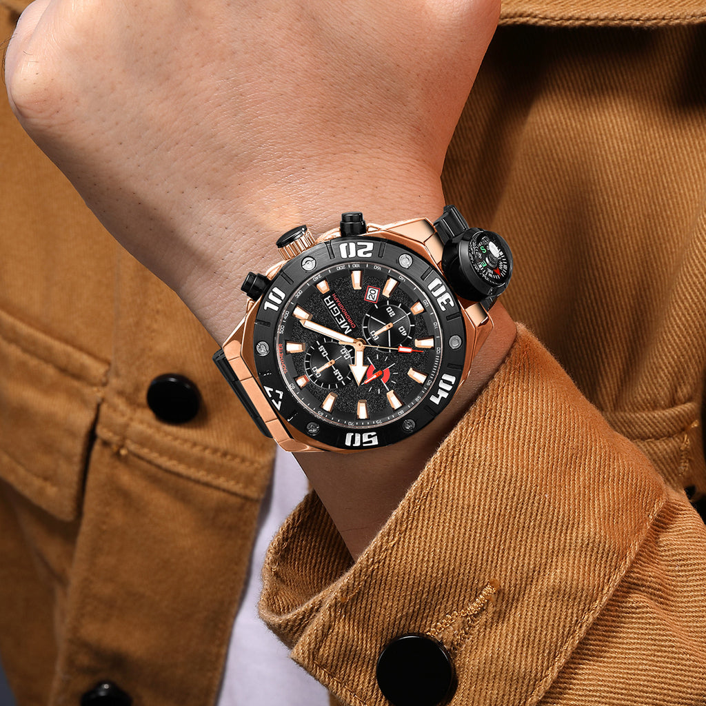 MEGIR Watch Top Brand Luxury Business Quartz Watches Chronograph Stainless Steel Calendar Luminous Clock WristWatch Montre Homme 2219-2