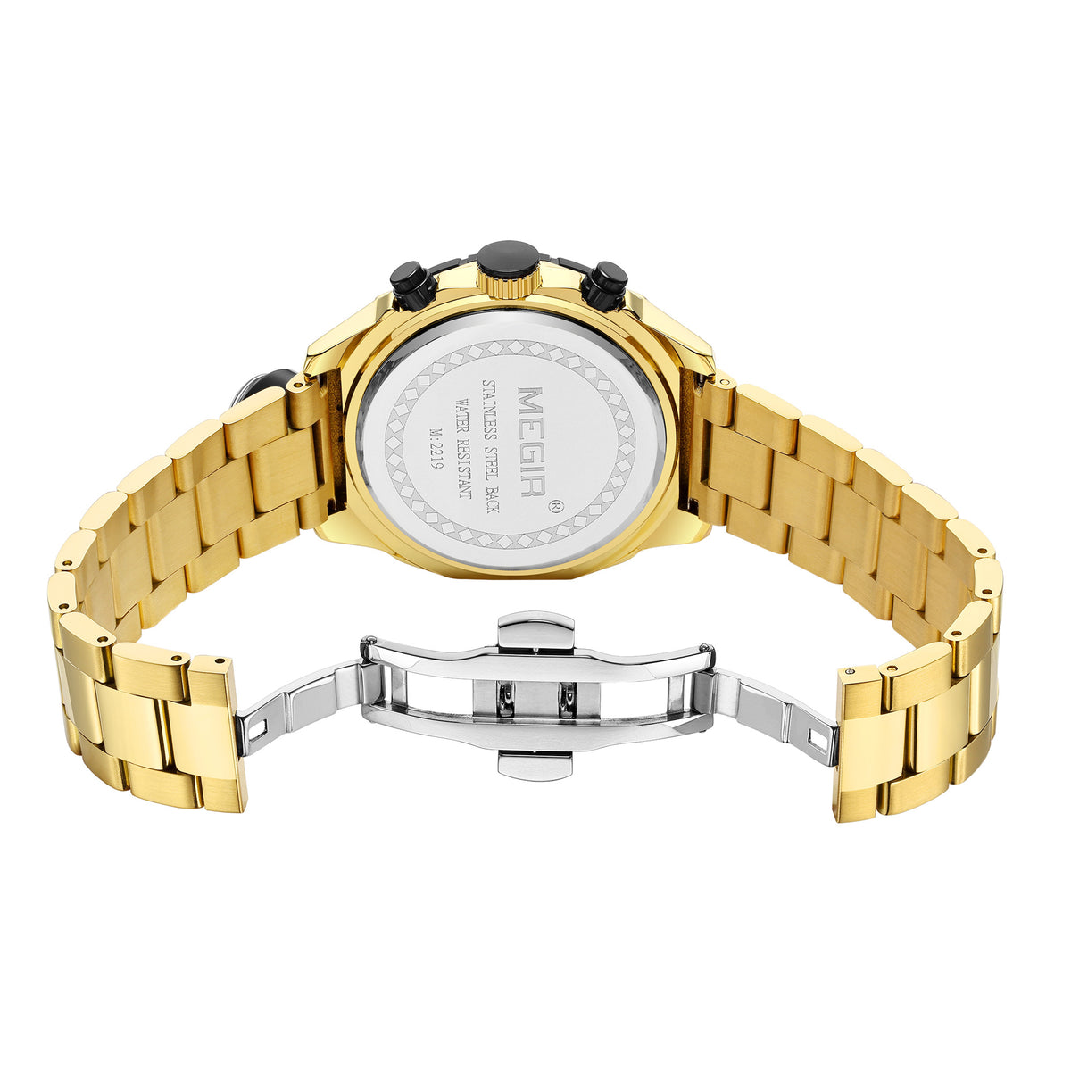 MEGIR Watch Top Brand Luxury Business Quartz Watches Chronograph Stainless Steel Calendar Luminous Clock WristWatch Montre Homme 2219-14