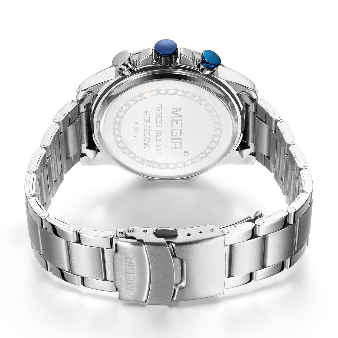 Megir men's business chronograph watch in stainless steel with luminous hands and a dark dial — view 19