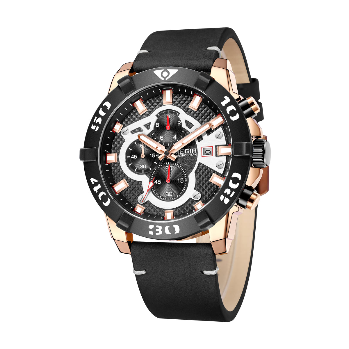 MEGIR Men Watches Fashion Luxury Big Dial Sports Watches Waterproof Quartz Wristwatch Chronograph Man Casual Luminous Clock 2136-11