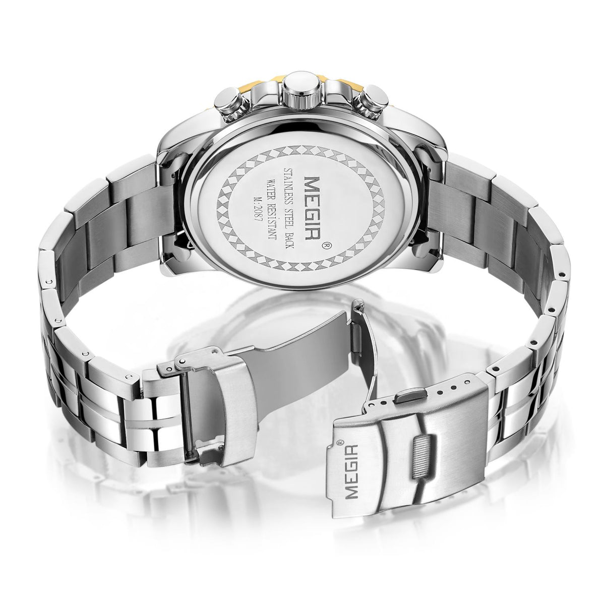 MEGIR Watches Business Mens Watches Top Brand Luxury Quartz Casual Wristwatch Date Clock Waterproof Wrist Watch Chronograph 2087-12