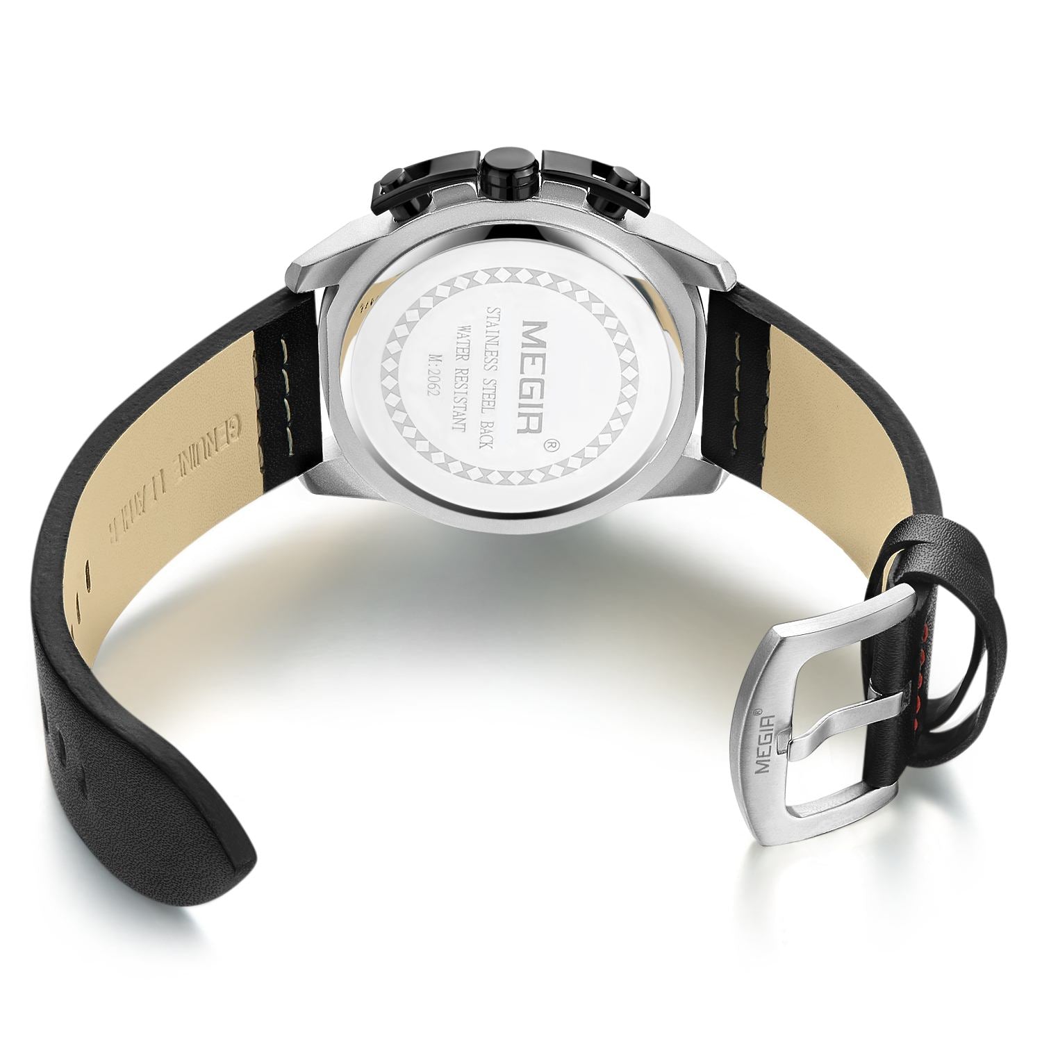 MEGIR men's chronograph watch featuring a 47mm zinc alloy case and genuine leather strap. — view 14
