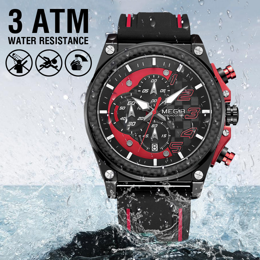 MEGIR Chronograph Sports Watch Men Silicone Military Watches Waterproof Date Clock Fashion Quartz Wristwatches Reloj Hombre 2051-4