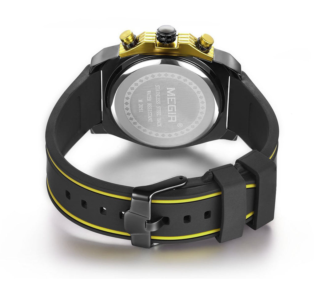 MEGIR Chronograph Sports Watch Men Silicone Military Watches Waterproof Date Clock Fashion Quartz Wristwatches Reloj Hombre 2051-10