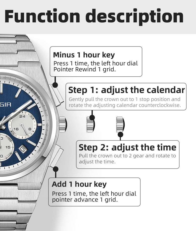 MEGIR Men's Business Watches Original Analogue Quartz Wrist Watch Luminous 5ATM Waterproof Steel Large Dial Clock Reloj Hombre 8402-6