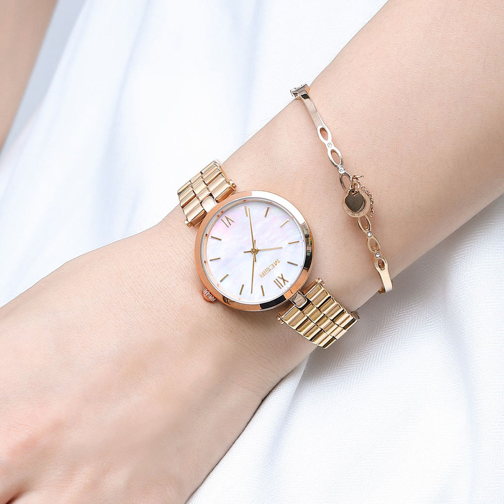 MEGIR Ladies Bracelet Watches Fashion Luxury Women's Casual Wrist Watch Steel Quartz Watch Dress Female Clock Reloj Mujer 85112-4