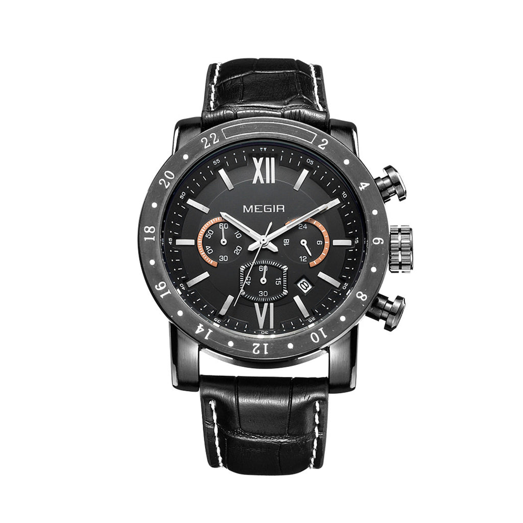 Megir men's chronograph watch with stainless steel band, multiple sub-dials, and a robust zinc alloy case. — view 14