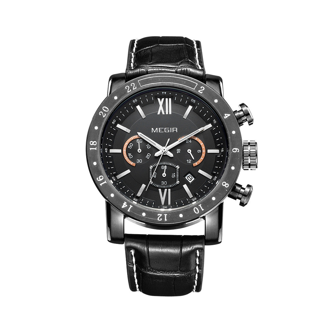 Megir men's chronograph watch with stainless steel band, multiple sub-dials, and a robust zinc alloy case. — view 14