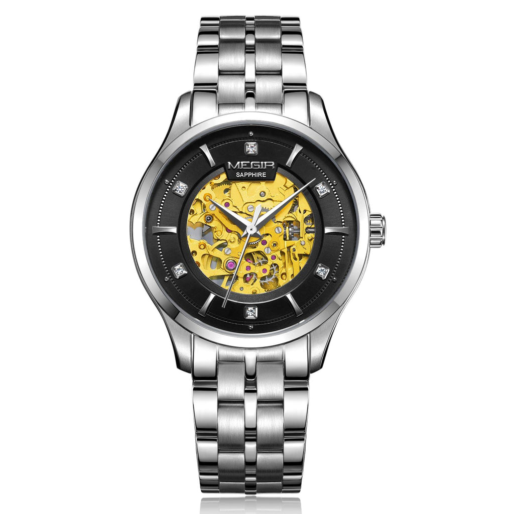 MEGIR Luxury Men Watches Waterproof Automatic Mechanical Watch Stainless Steel Sapphire Gold Business WristWatch Reloj Hombre 62058-8