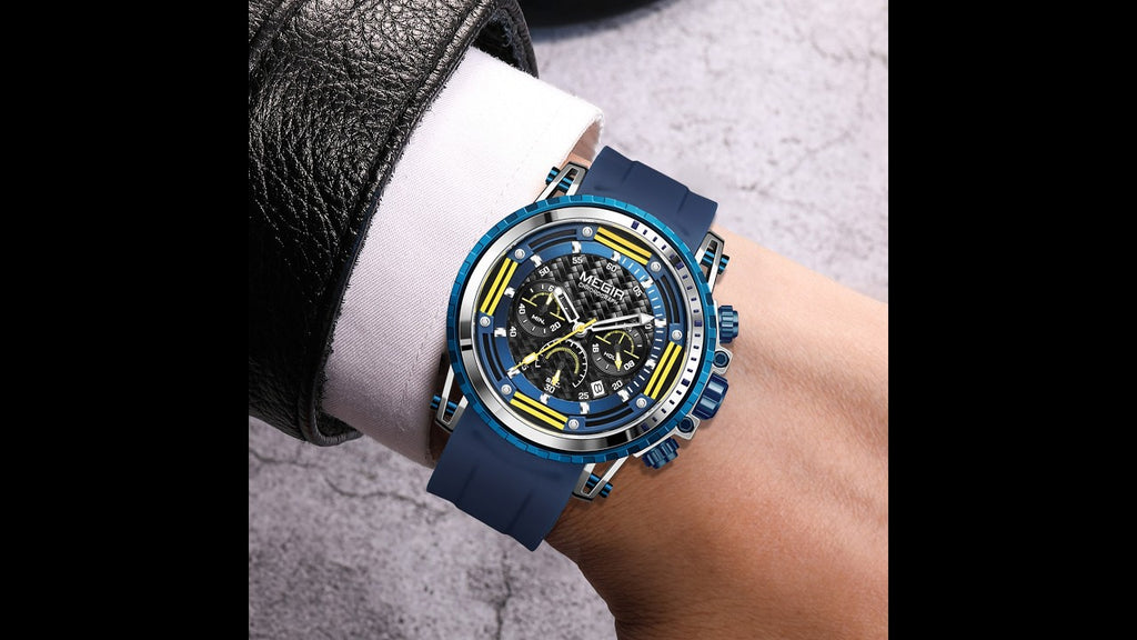 MEGIR Men's Sports Military Watches Fashion Luxury Quartz Wristwatch Silicone Strap Waterproof Chronograph Luminous Male Clock 2143-14