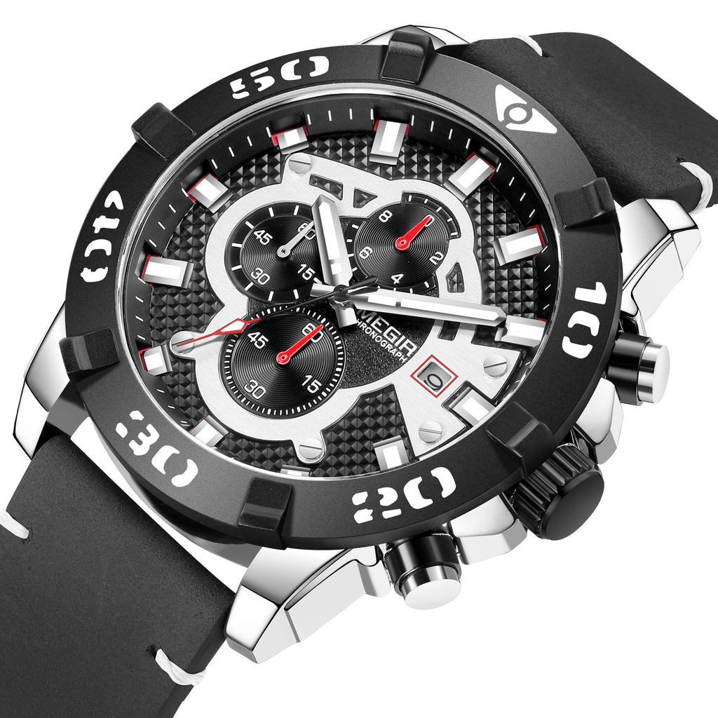 MEGIR Men Watches Fashion Luxury Big Dial Sports Watches Waterproof Quartz Wristwatch Chronograph Man Casual Luminous Clock 2136-9