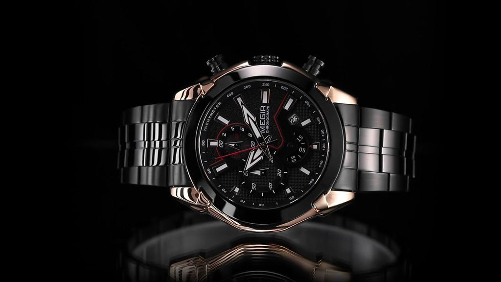 Megir men's stainless steel luxury business watch with large dial and luminous hands — view 13