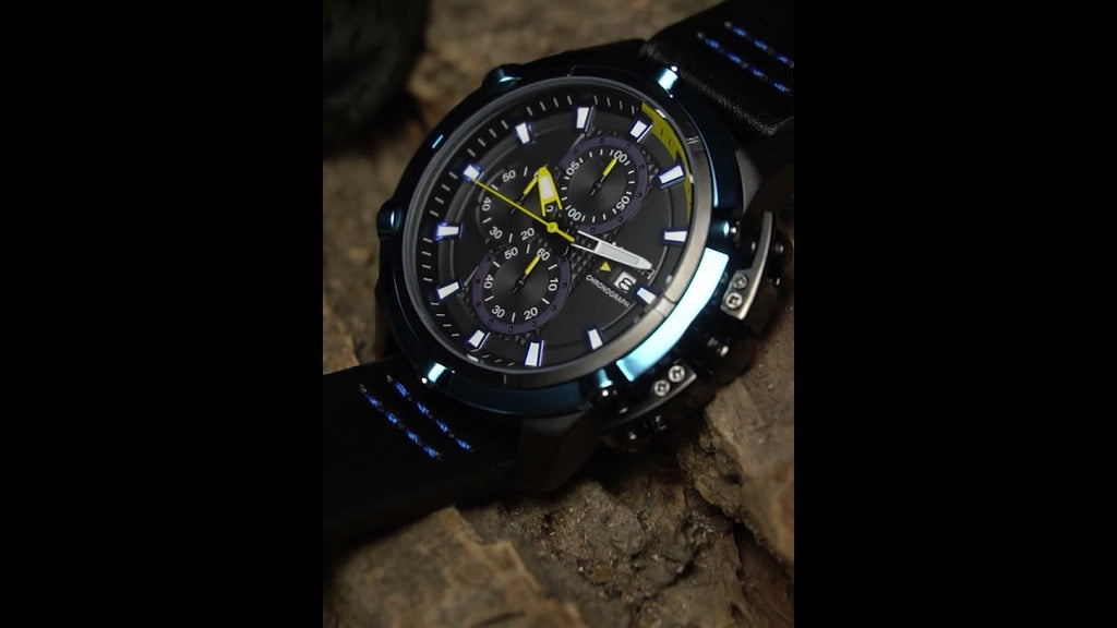 MEGIR men's chronograph watch featuring a 47mm zinc alloy case and genuine leather strap. — view 15