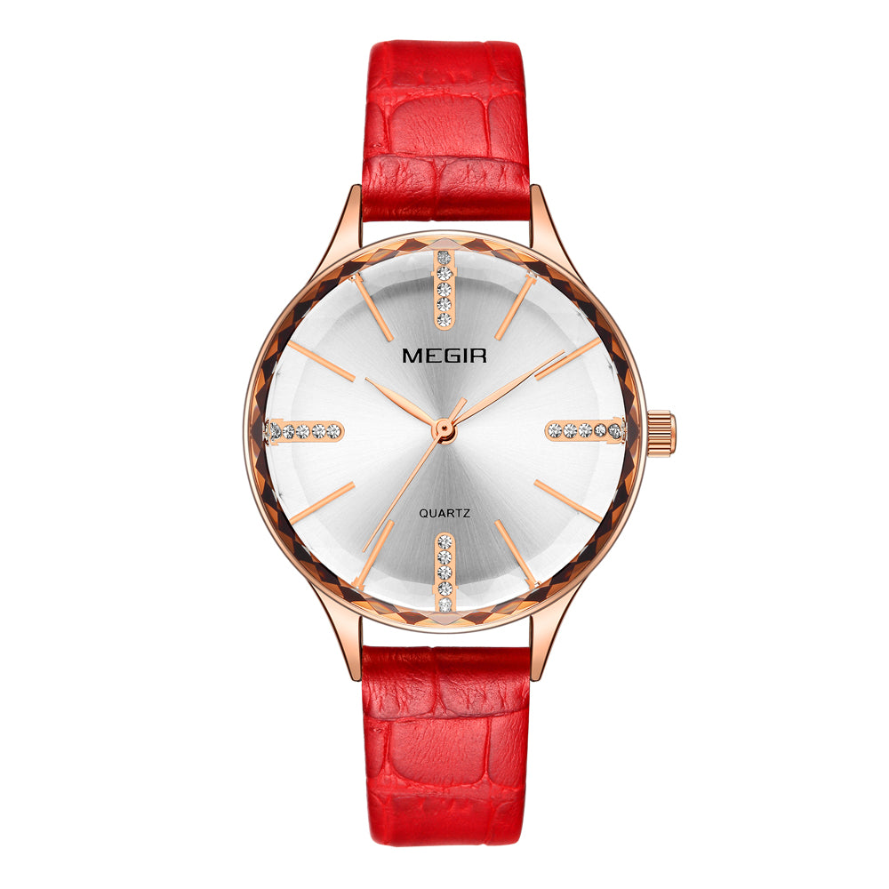 Elegant luxury women's wristwatch with a polished brass case, diamond-accented dial, and premium leather strap. — view 6