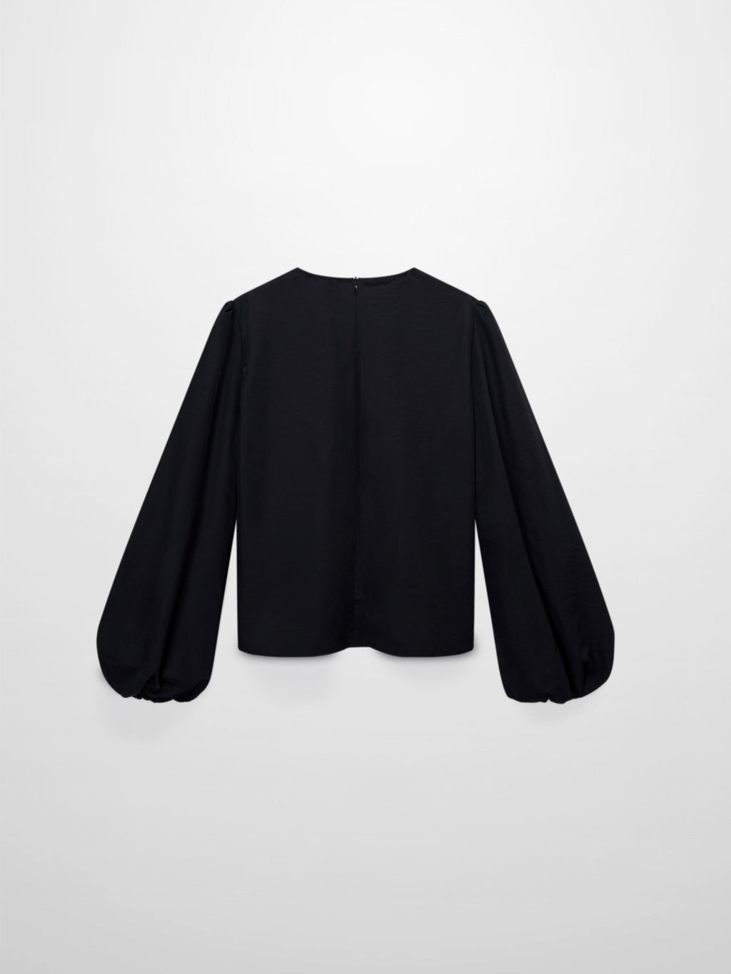Bubble Sleeve Taffeta Top-Black-1