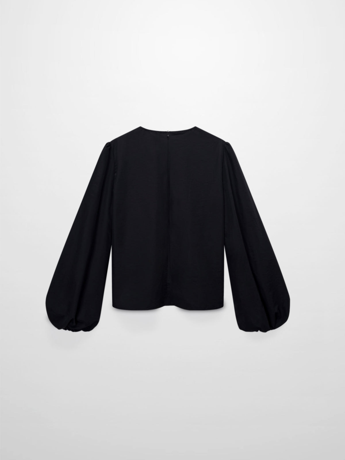 Bubble Sleeve Taffeta Top-Black-1