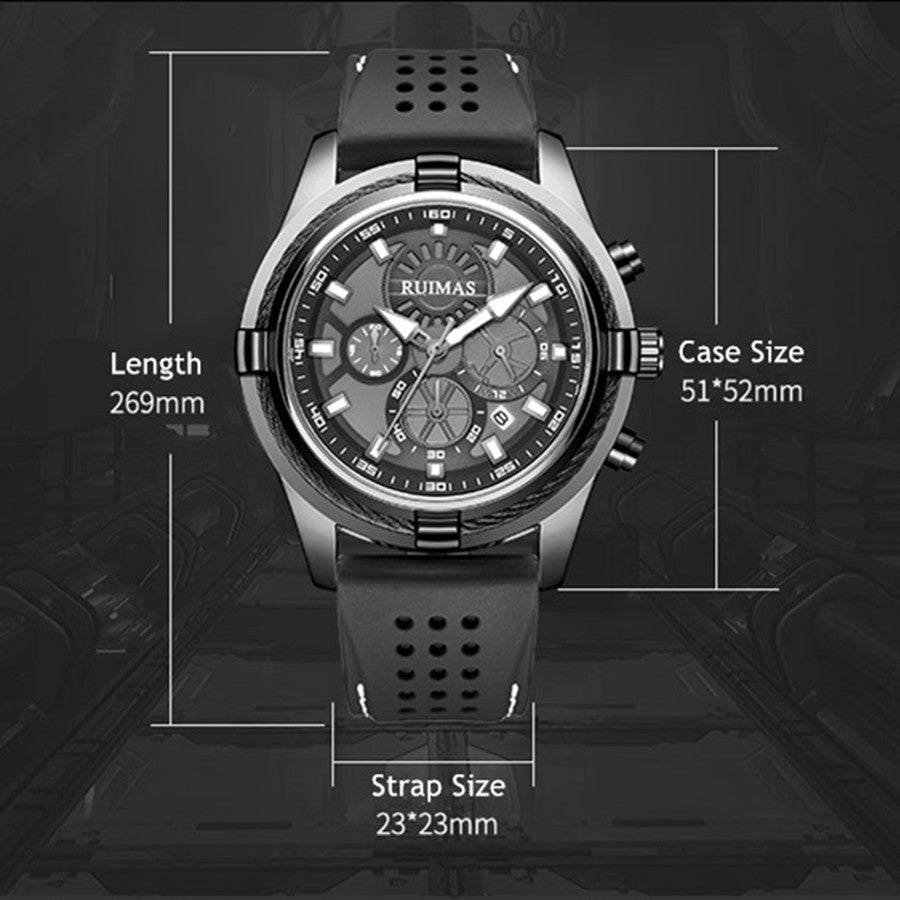RUIMAS Top Luxury Quartz Wristwatches Men Silicone Large Dial  Military Sports Watches Waterproof Luminous Date Reloj Hombre 311-4