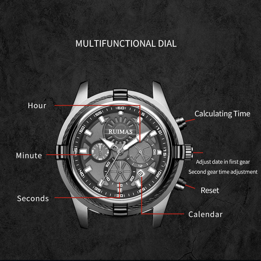 RUIMAS Top Luxury Quartz Wristwatches Men Silicone Large Dial  Military Sports Watches Waterproof Luminous Date Reloj Hombre 311-5