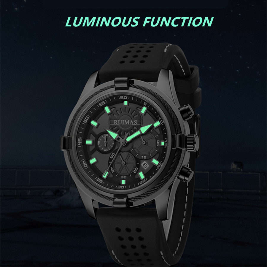 RUIMAS Top Luxury Quartz Wristwatches Men Silicone Large Dial  Military Sports Watches Waterproof Luminous Date Reloj Hombre 311-7