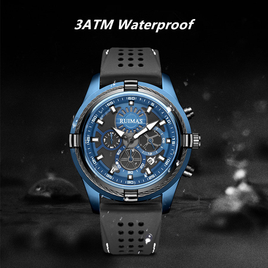 RUIMAS Top Luxury Quartz Wristwatches Men Silicone Large Dial  Military Sports Watches Waterproof Luminous Date Reloj Hombre 311-8