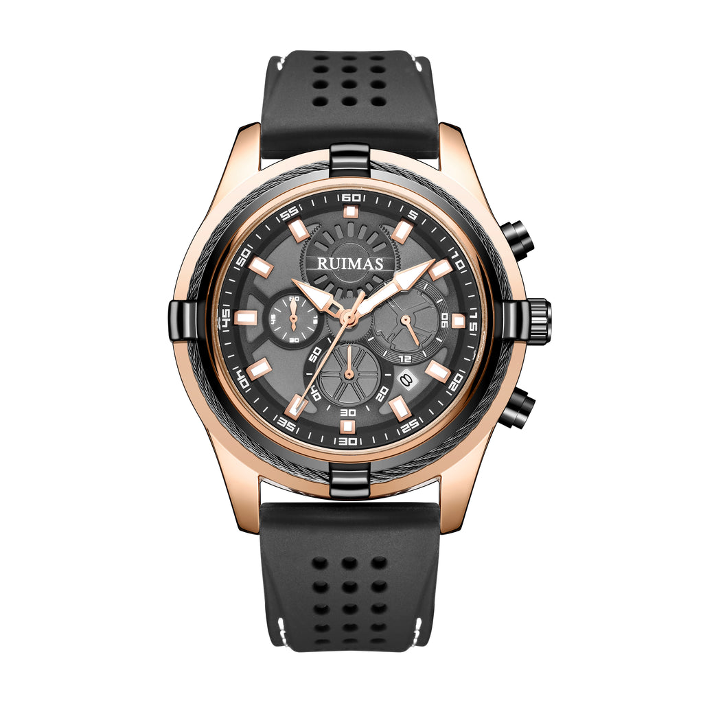 RUIMAS Top Luxury Quartz Wristwatches Men Silicone Large Dial  Military Sports Watches Waterproof Luminous Date Reloj Hombre 311-9