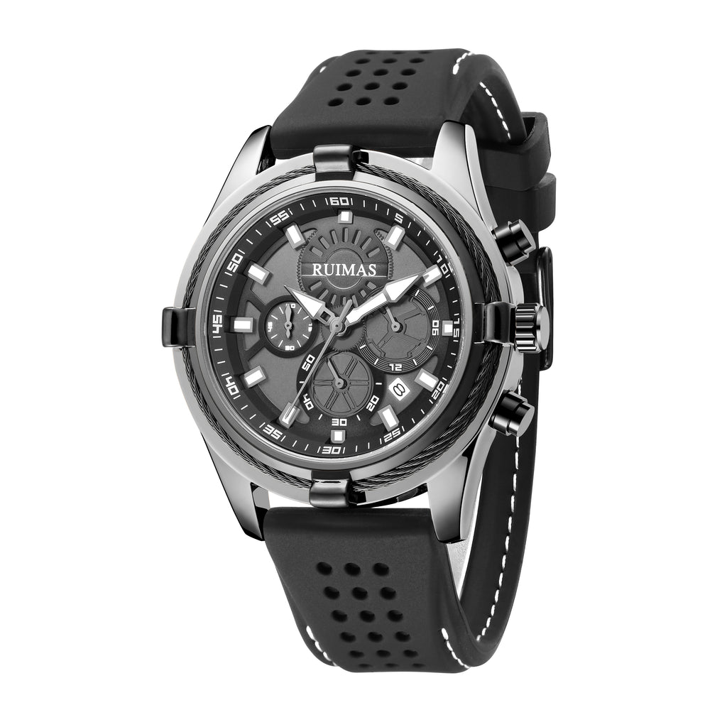 RUIMAS Top Luxury Quartz Wristwatches Men Silicone Large Dial  Military Sports Watches Waterproof Luminous Date Reloj Hombre 311-11
