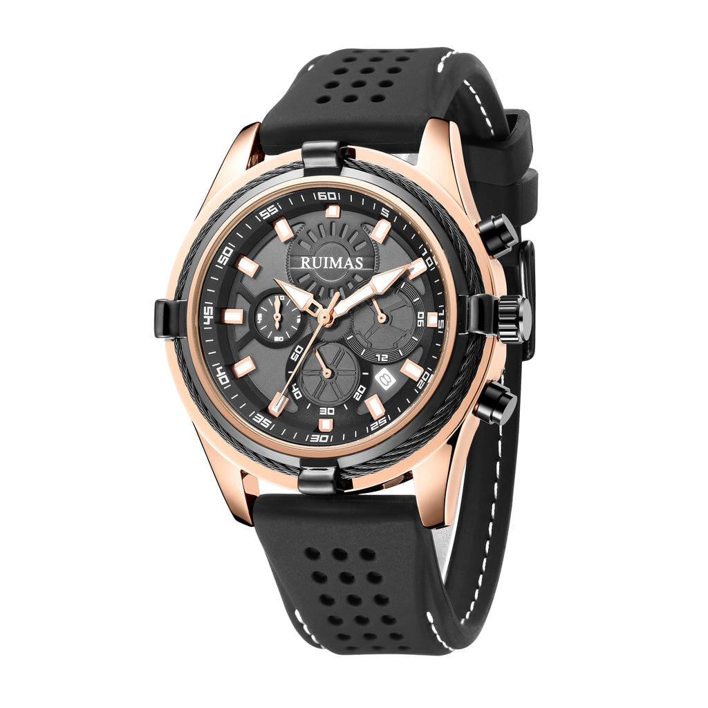 RUIMAS Top Luxury Quartz Wristwatches Men Silicone Large Dial  Military Sports Watches Waterproof Luminous Date Reloj Hombre 311-10