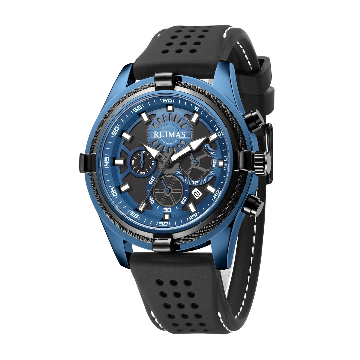 RUIMAS Top Luxury Quartz Wristwatches Men Silicone Large Dial  Military Sports Watches Waterproof Luminous Date Reloj Hombre 311-12