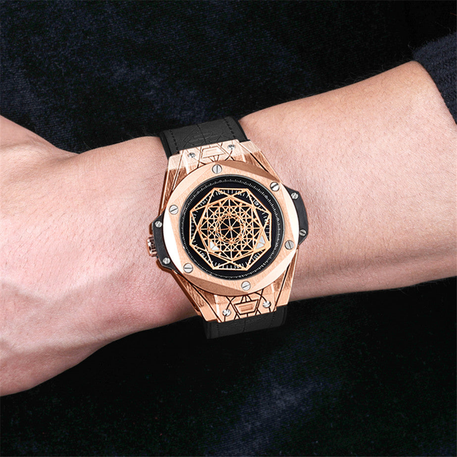 RUIMAS Men's Watches Fashion Sport Quartz Watch for Men Reloj Hombre Leather Belt Wrist Watch Waterproof Casual Clock 533-1