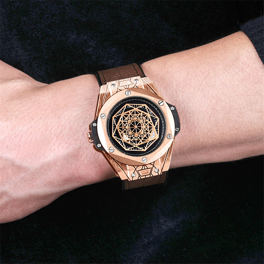RUIMAS Men's Watches Fashion Sport Quartz Watch for Men Reloj Hombre Leather Belt Wrist Watch Waterproof Casual Clock 533-2