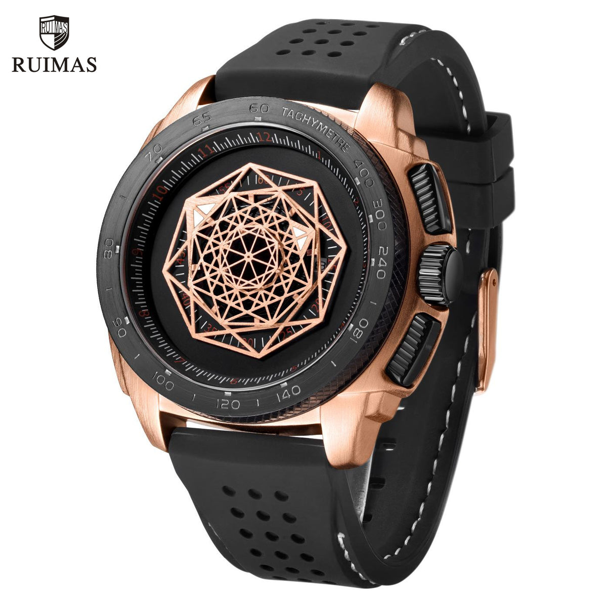 RUIMAS Men Silicone Band Quartz Casual Wrist Watches Large Dial Sport Military Watch Clock Luminous Waterproof Relogio Masculino 554-0