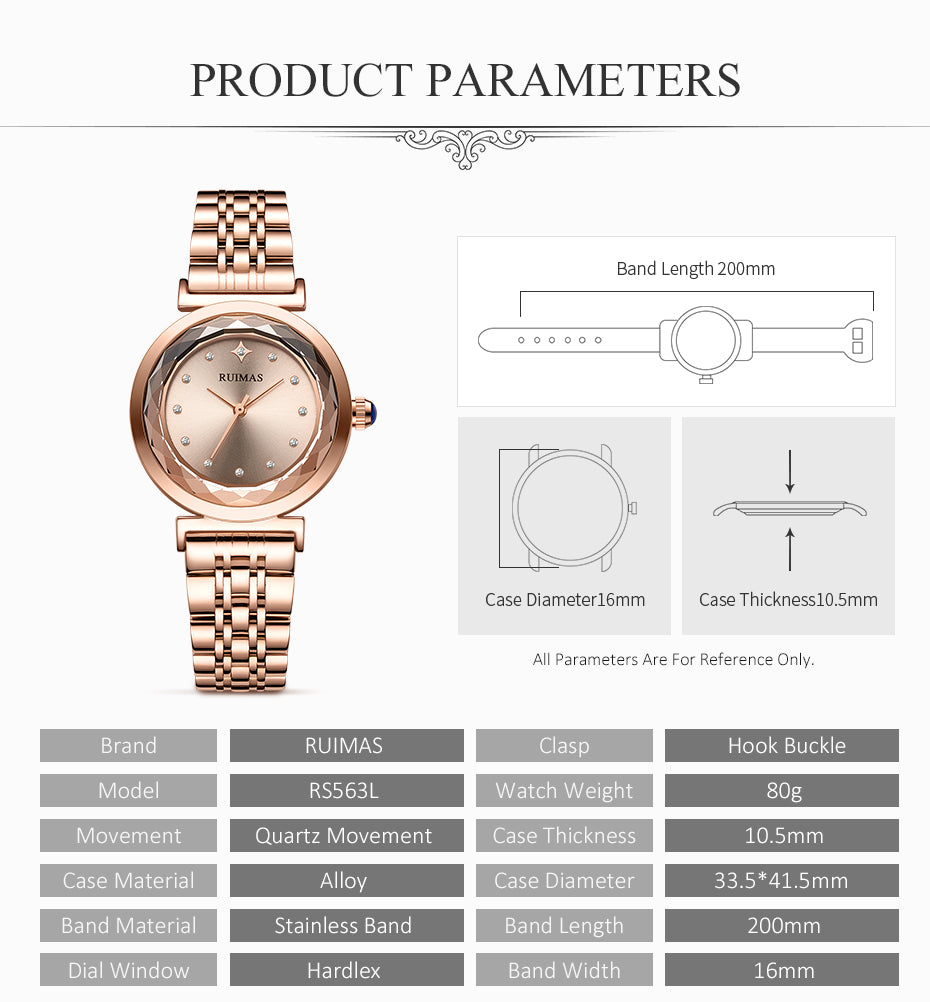 RUIMAS Women Bracelet Watches Brand Luxury Quartz Watch Fashion Casual Business Female Wristwatch Dress Clock Montre Homme 563-4