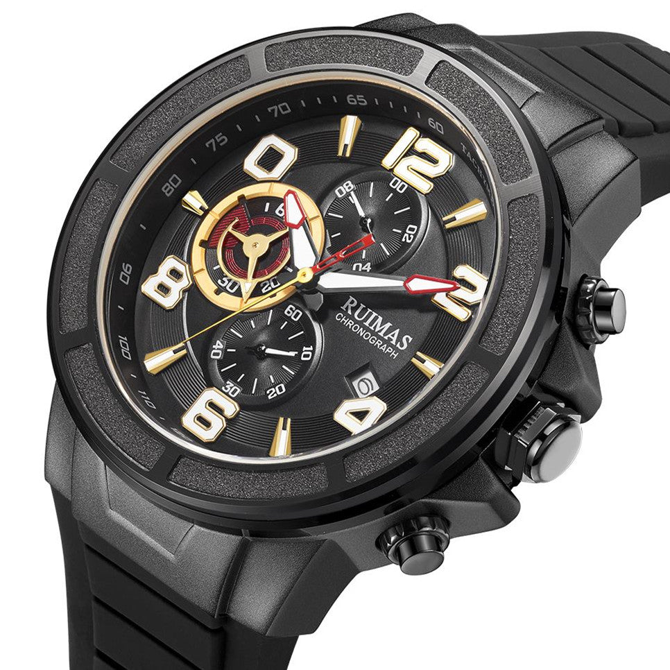 RUIMAS Chronograph Top Brand Luxury Quartz Watches for Men Waterproof Silicone Sports Clock Wristwatch Calendar Montre Homme 587-10