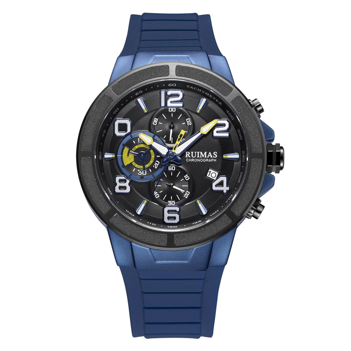 RUIMAS Chronograph Top Brand Luxury Quartz Watches for Men Waterproof Silicone Sports Clock Wristwatch Calendar Montre Homme 587-8