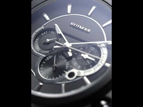 RUIMAS men's mechanical watch with stainless steel case, chronograph dial, and genuine leather strap — view 14