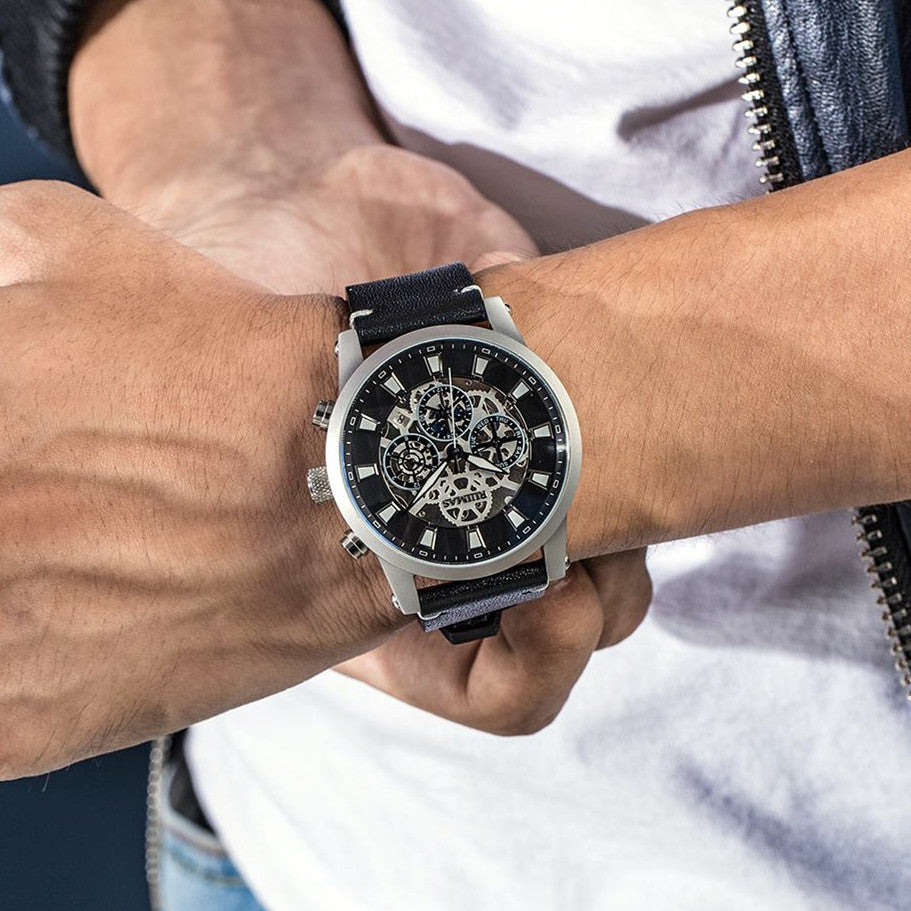 RUIMAS Fashion Men Watches Sapphire Automatic Mechanical Wrist Watch Waterproof Date Leather Casual Male Clock Montre Homme 6768-2