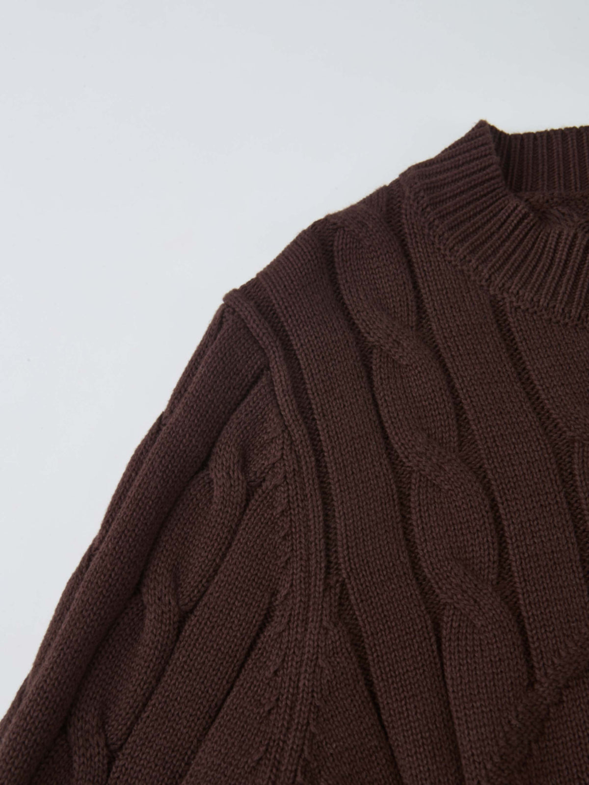 Embossed Cable Sweater - Brown-4
