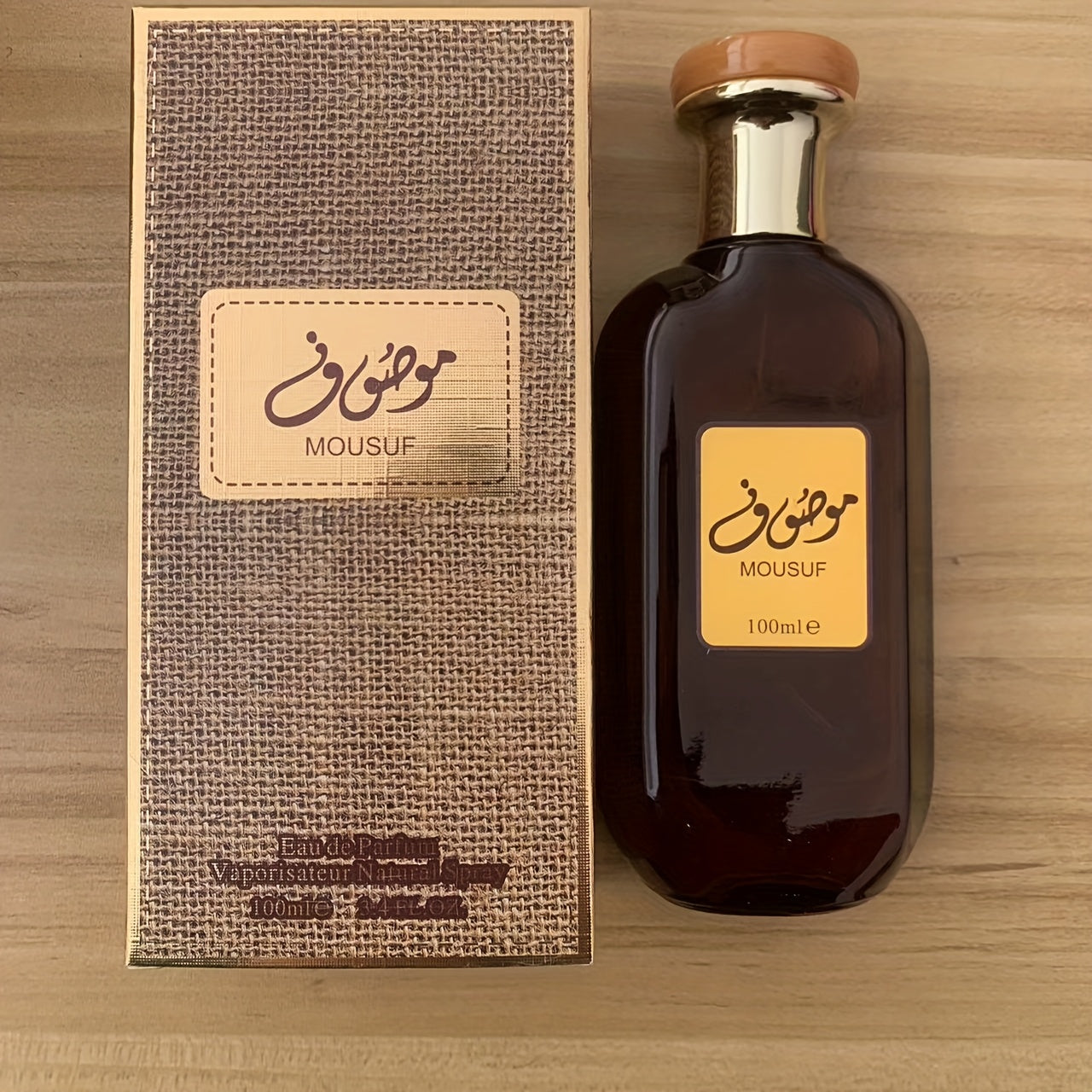 Sleek glass bottle of Arabian musk perfume with woody fragrance notes for men — view 5