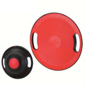 Red advanced yoga balance board with textured non-slip surface and stabilizing feet for core fitness training