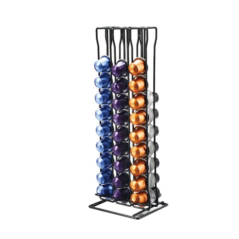 Coffee capsule rack in sleek iron wire, organizing espresso pods on a modern kitchen desktop. — view 3