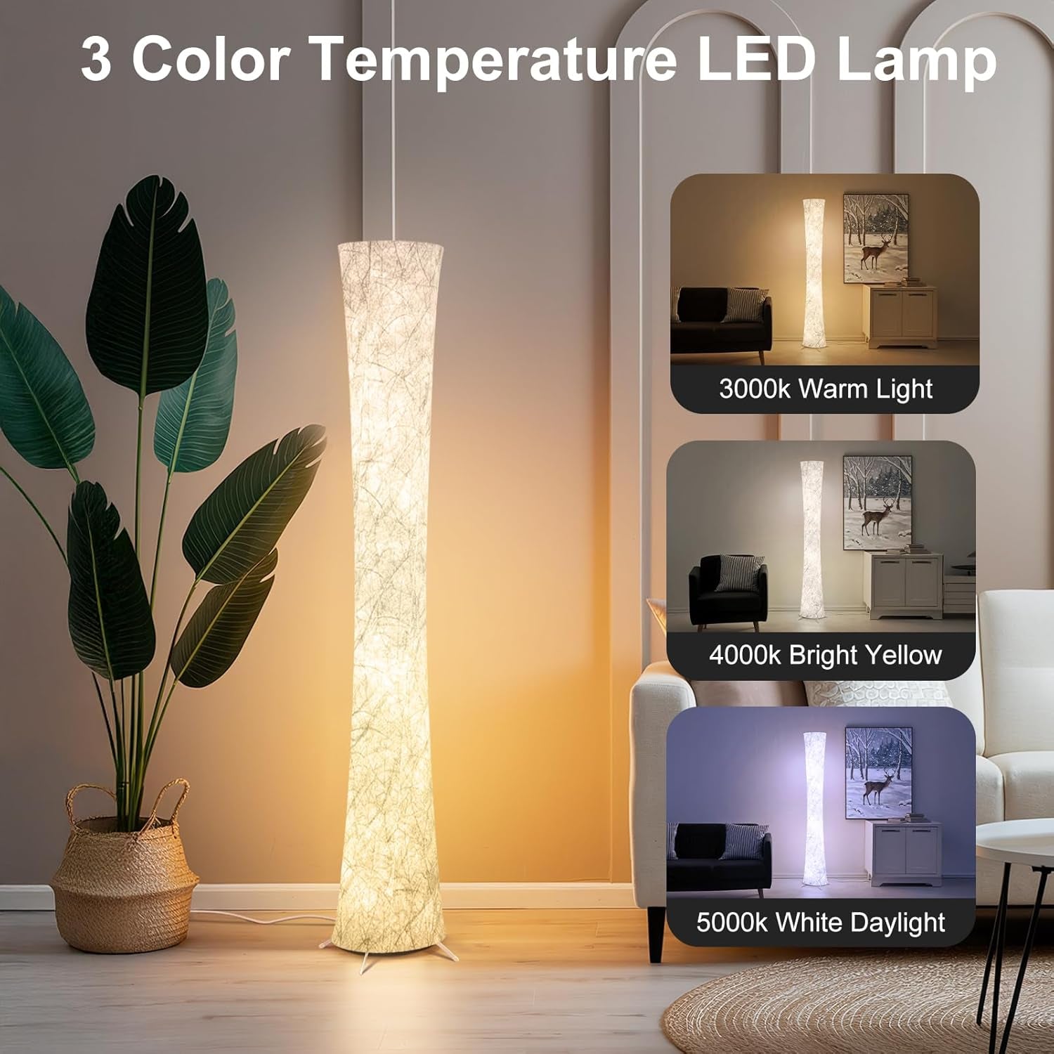 61-inch smart RGB LED floor lamp with color changing lights and a sleek modern profile — view 4