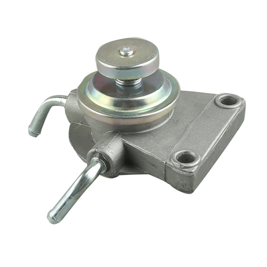 Heavy duty metal diesel fuel primer pump assembly with mounting bracket and hose connections — view 2