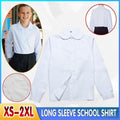 White girls Peter Pan collar long sleeve school shirt with chest pocket and adjustable button cuffs